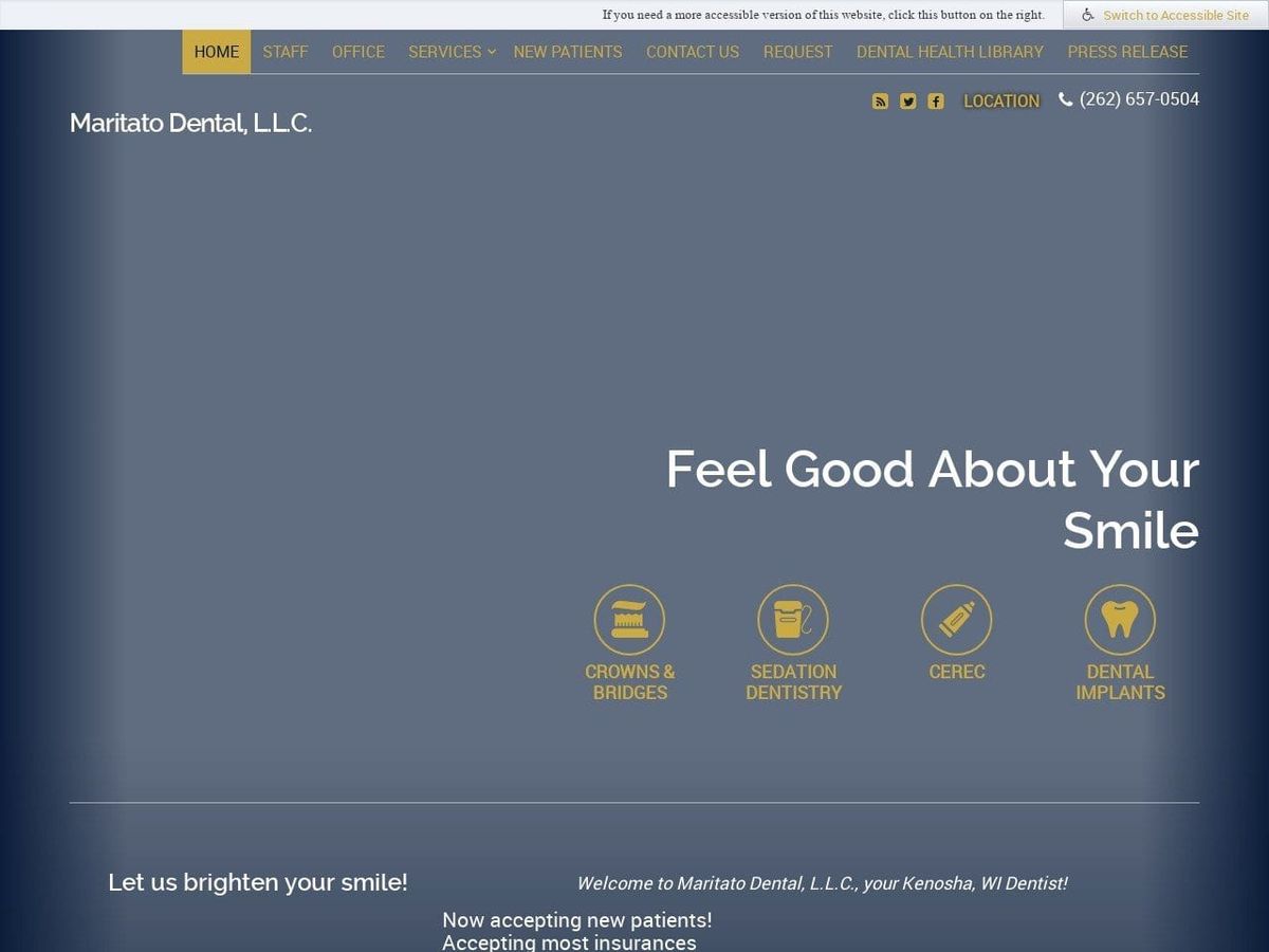 Maritato Dental LLC Mario Maritato DDS Website Screenshot from maritatodental.com