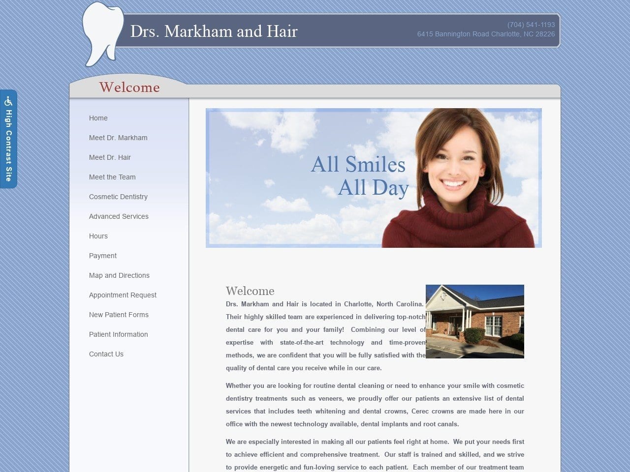 Markham Dentist Website Screenshot from markhamandhairdentistry.com