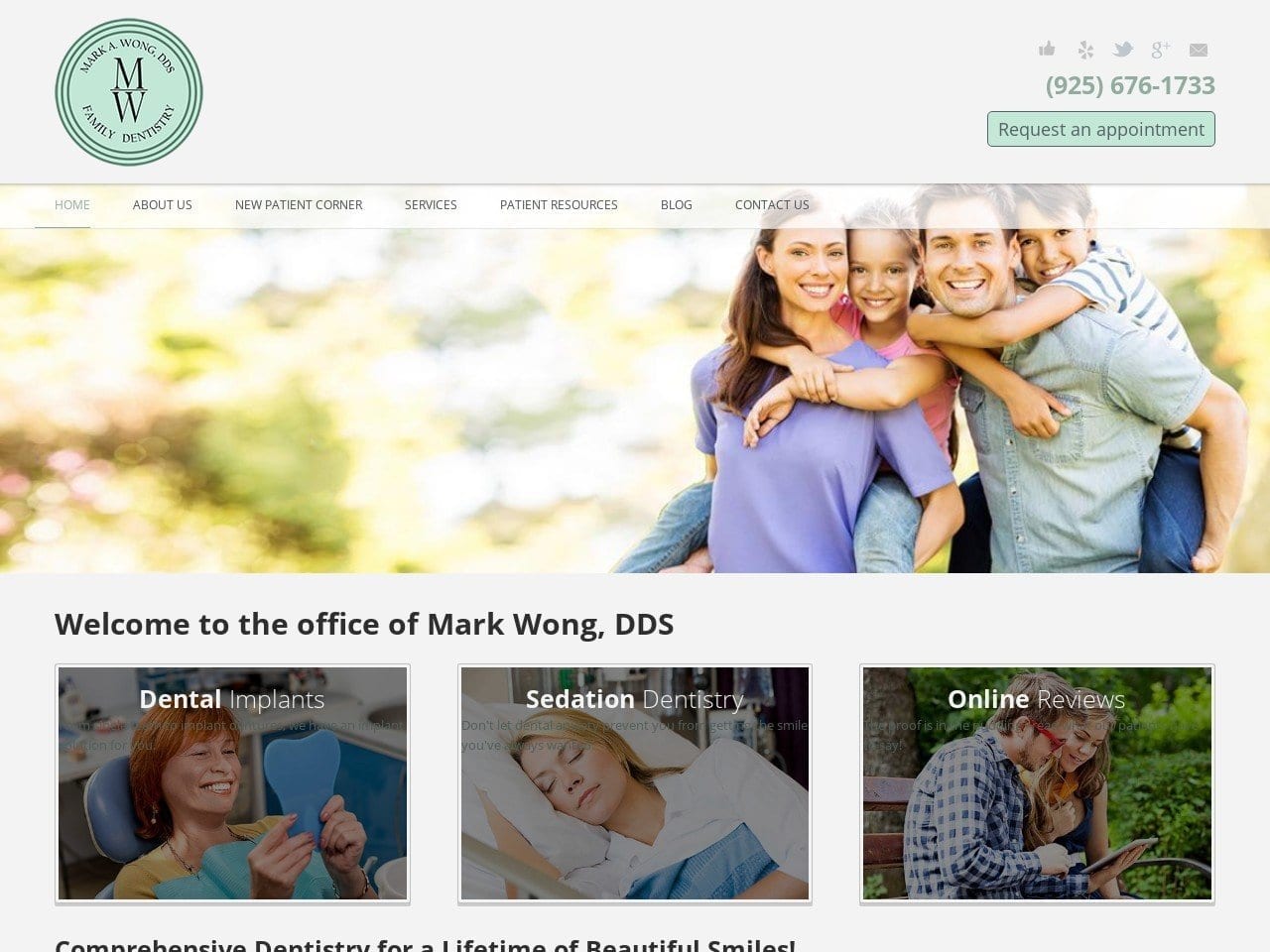 Mark A. Wong DDS Website Screenshot from markwongdds.com