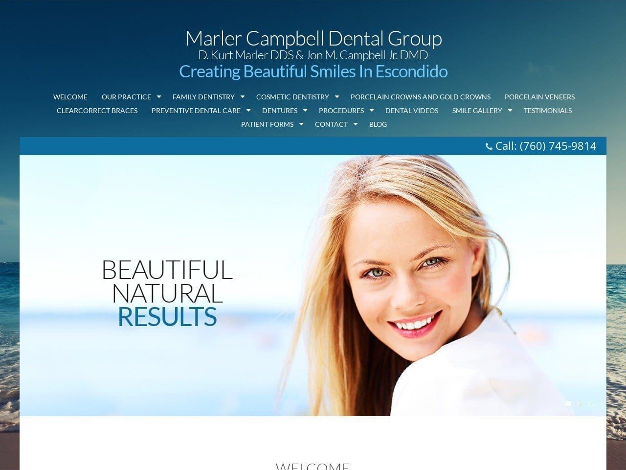 Marler Campbell Dental Website Screenshot from marlercampbelldental.com