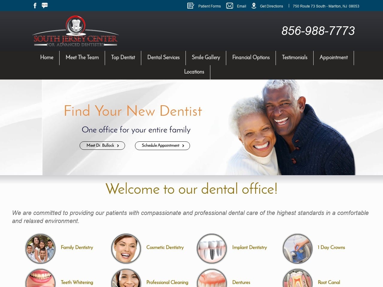 South Jersey Center For Advanced Dentist Website Screenshot from marltondentist.com