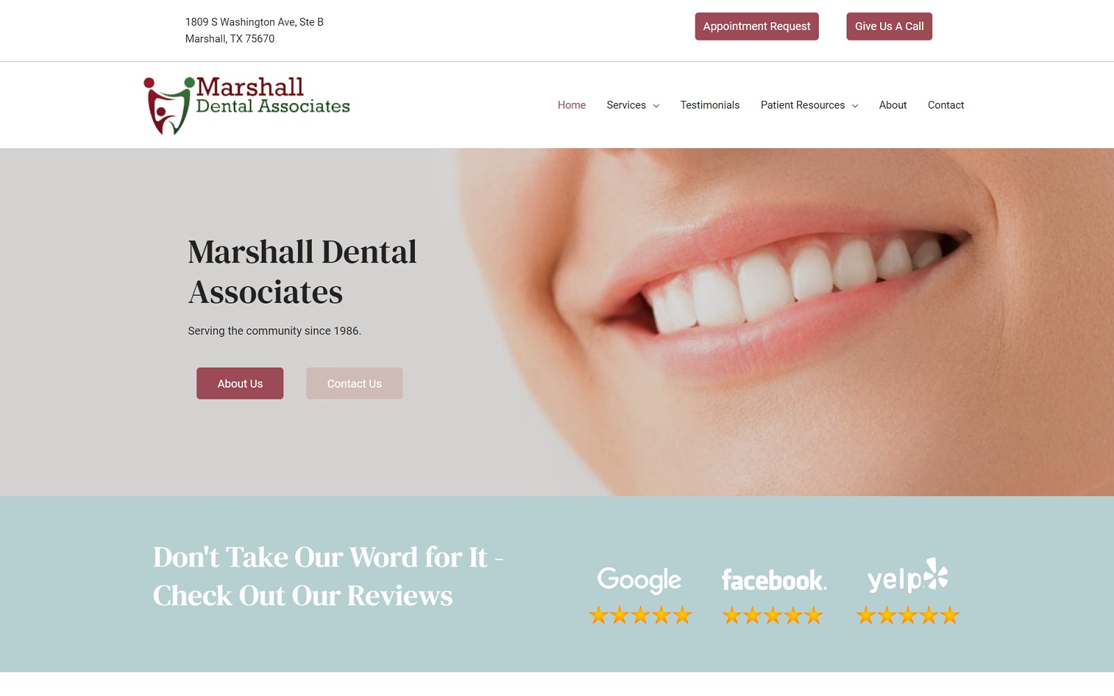 marshalldentalassociates.com screenshot