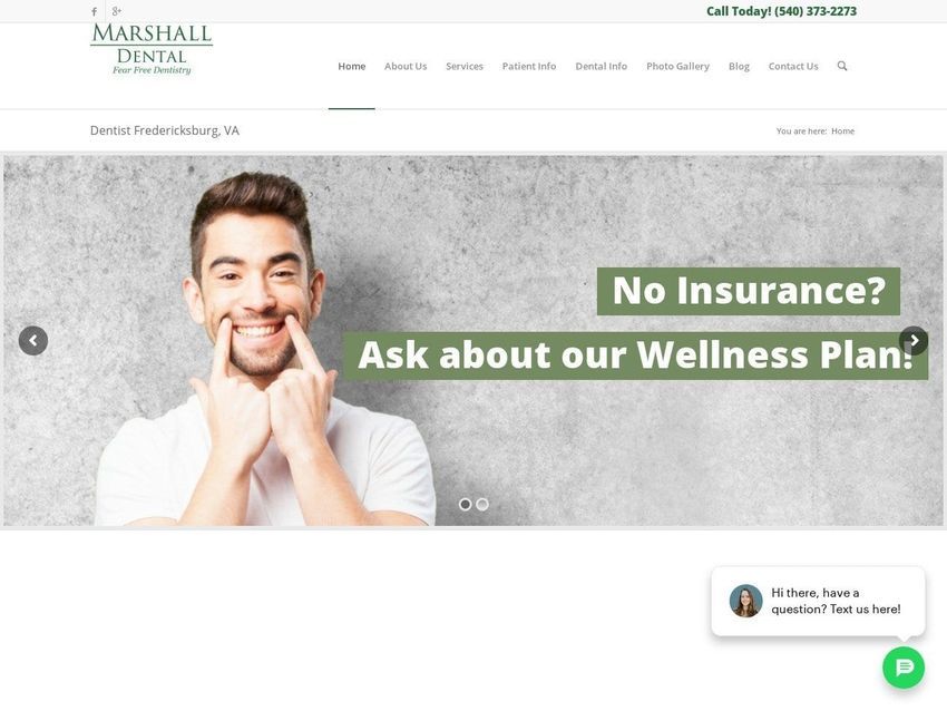 Stafford Dental Care Website Screenshot from marshalldentalva.com