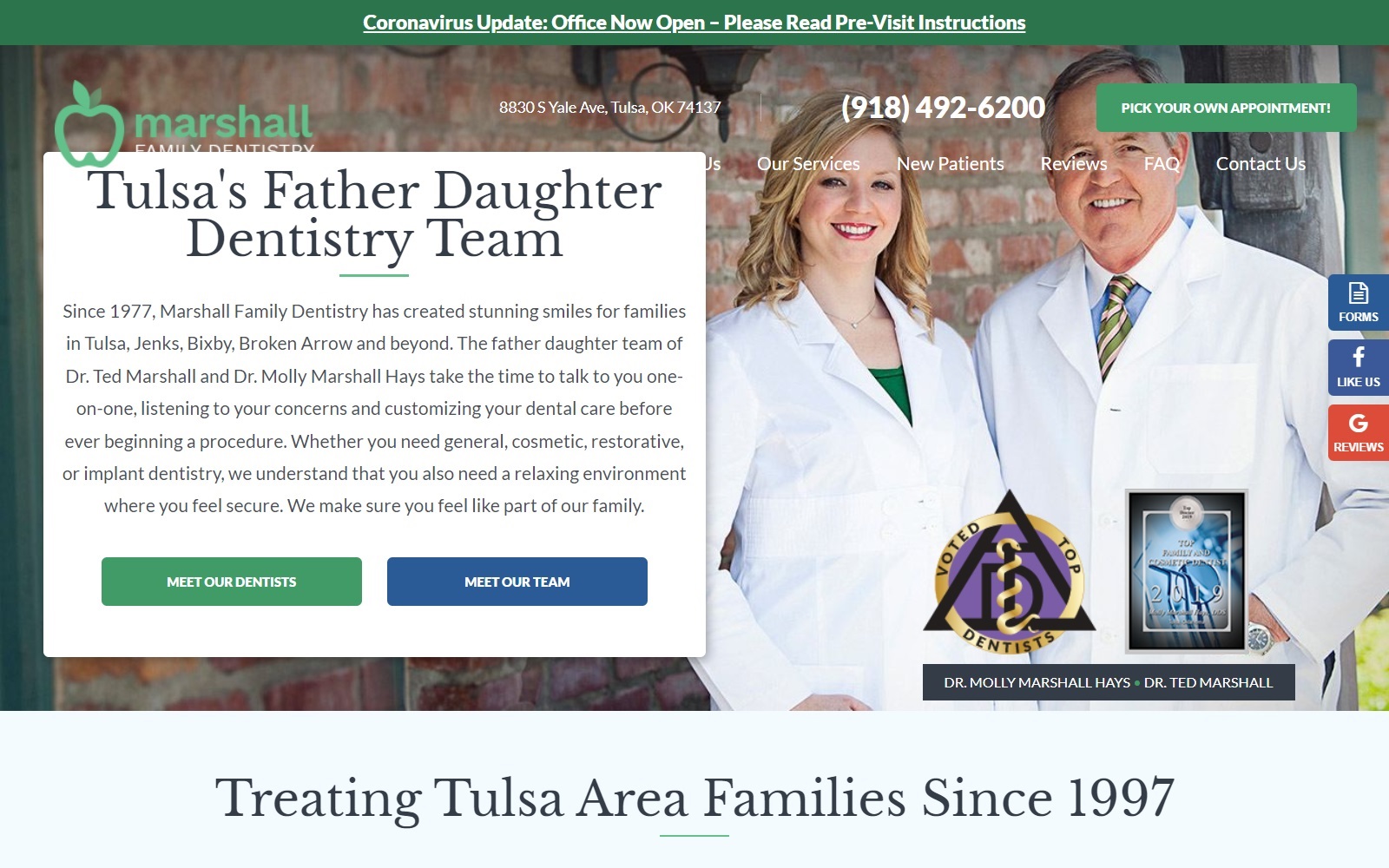 marshallfamilydentists.com screenshot