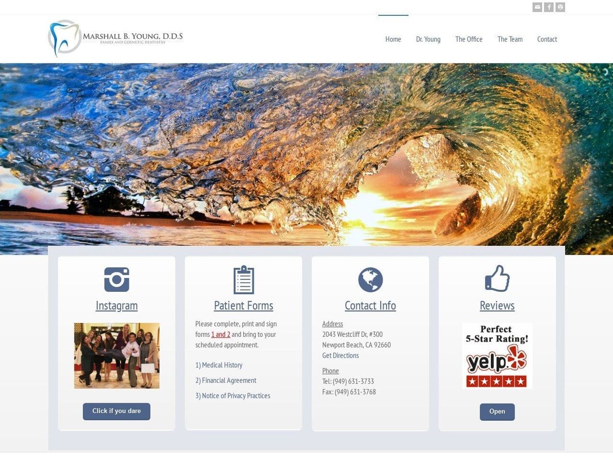 Marshall B. Young DDS Website Screenshot from marshallyoungdds.com