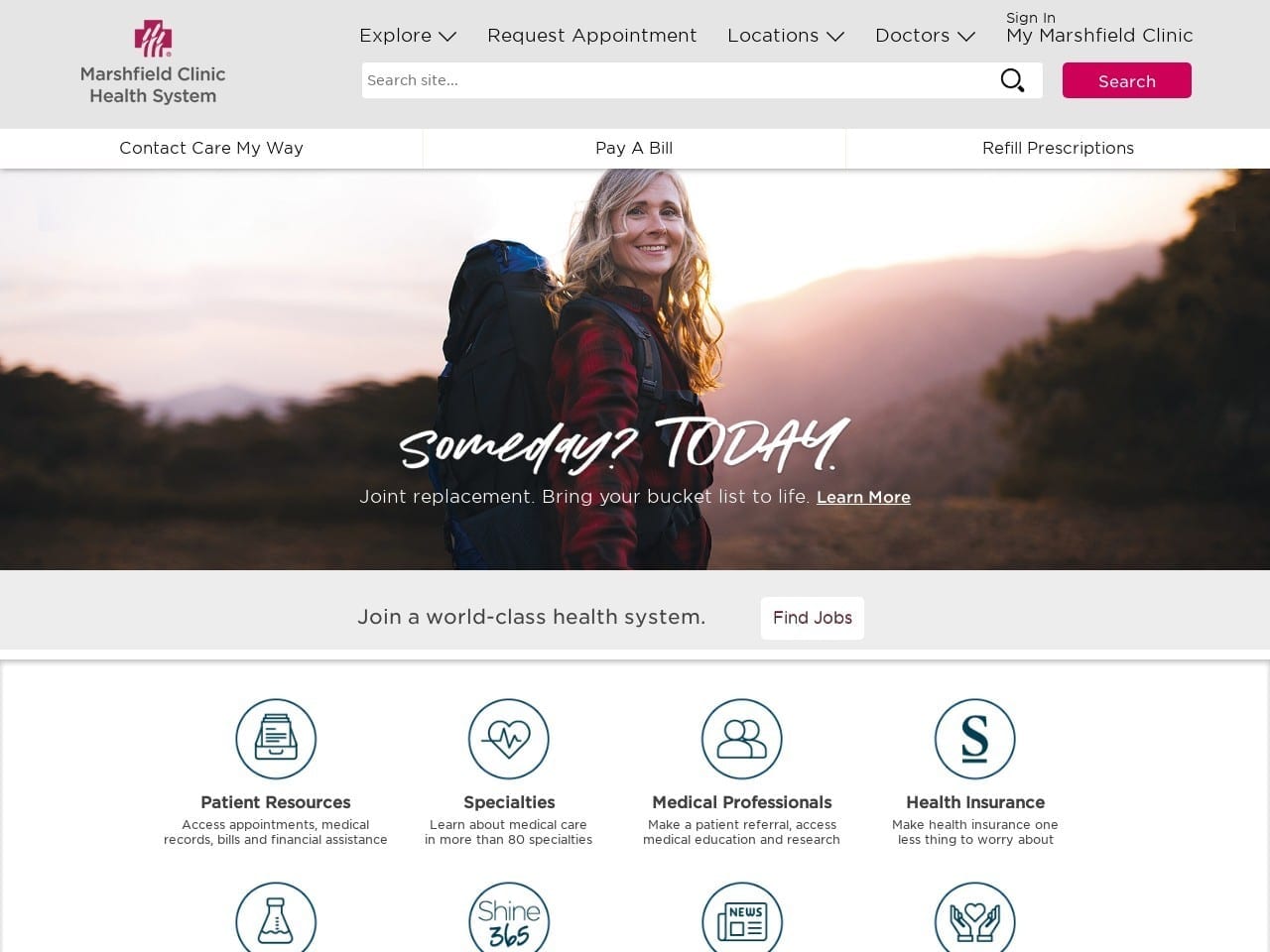 Marshfield Clinic Website Screenshot from marshfieldclinic.org