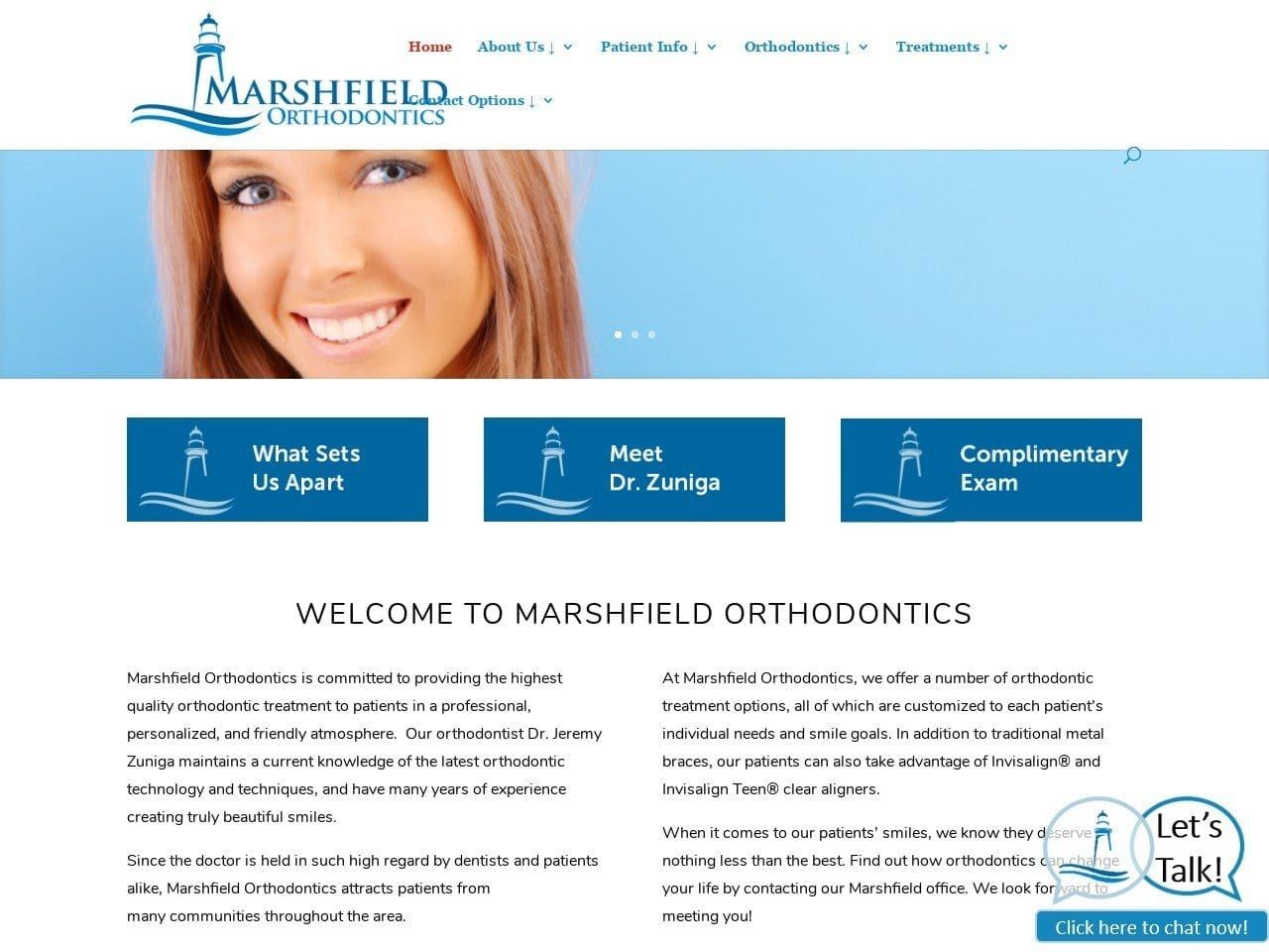 Marshfield Orthodontics Website Screenshot from marshfieldorthodontics.com