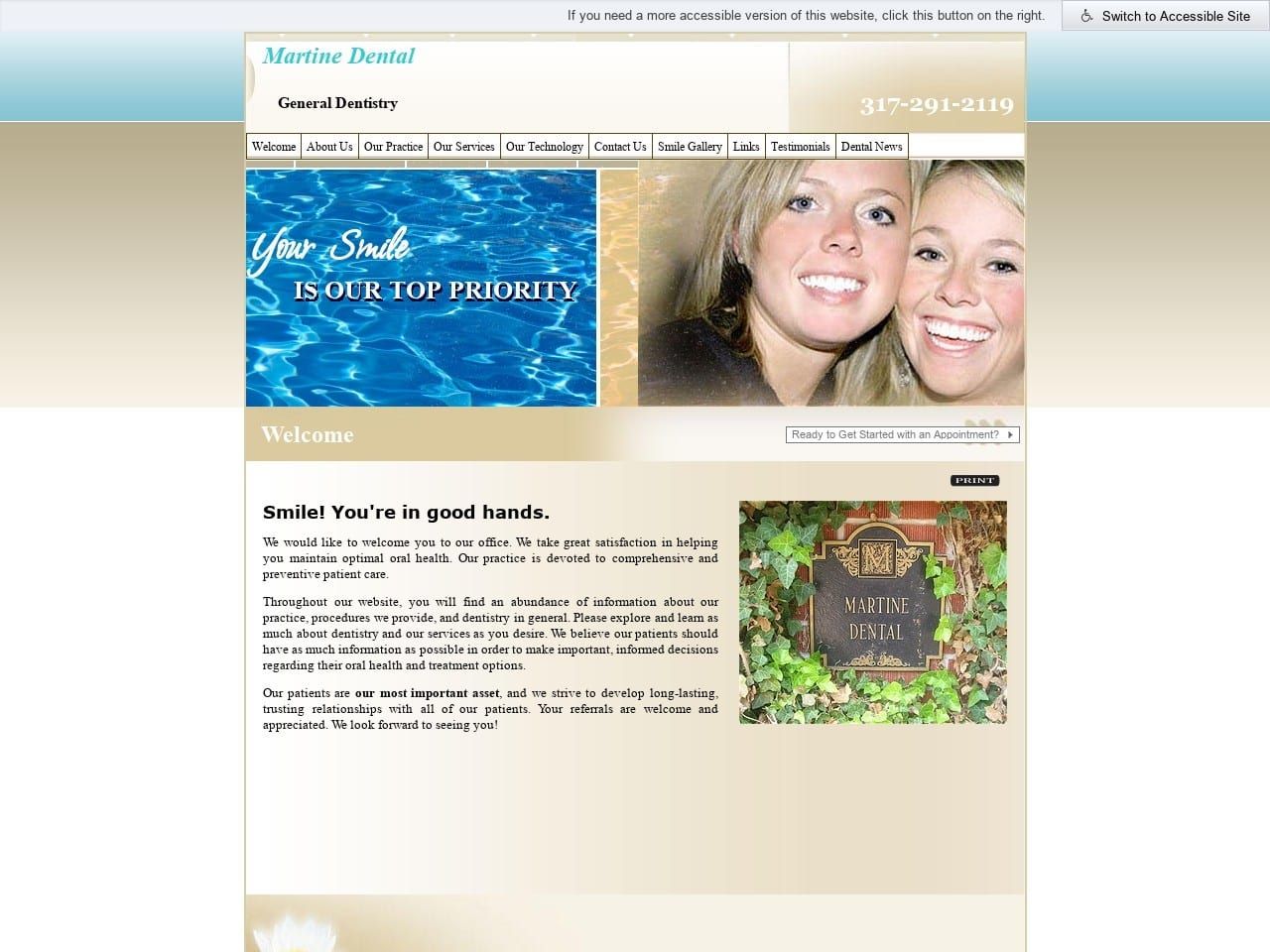 Martine Dental Website Screenshot from martinedental.com