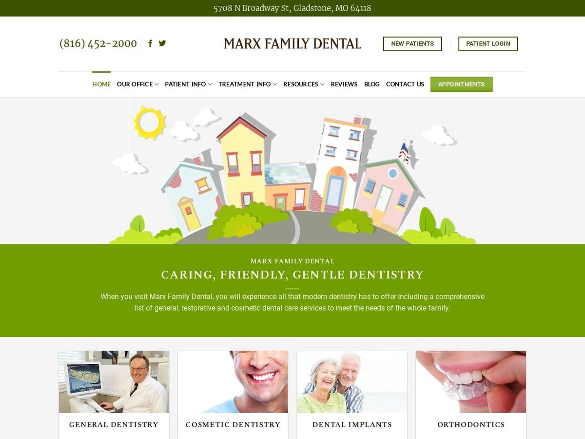 Marx Dental Website Screenshot from marxdental.com