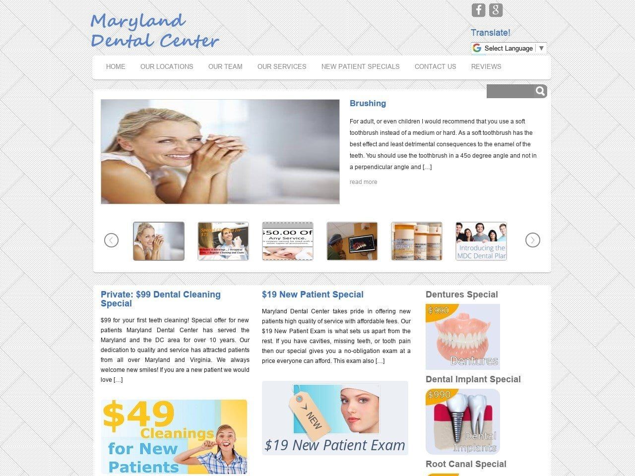 Maryland Dental Center Website Screenshot from marylanddentalcenter.com