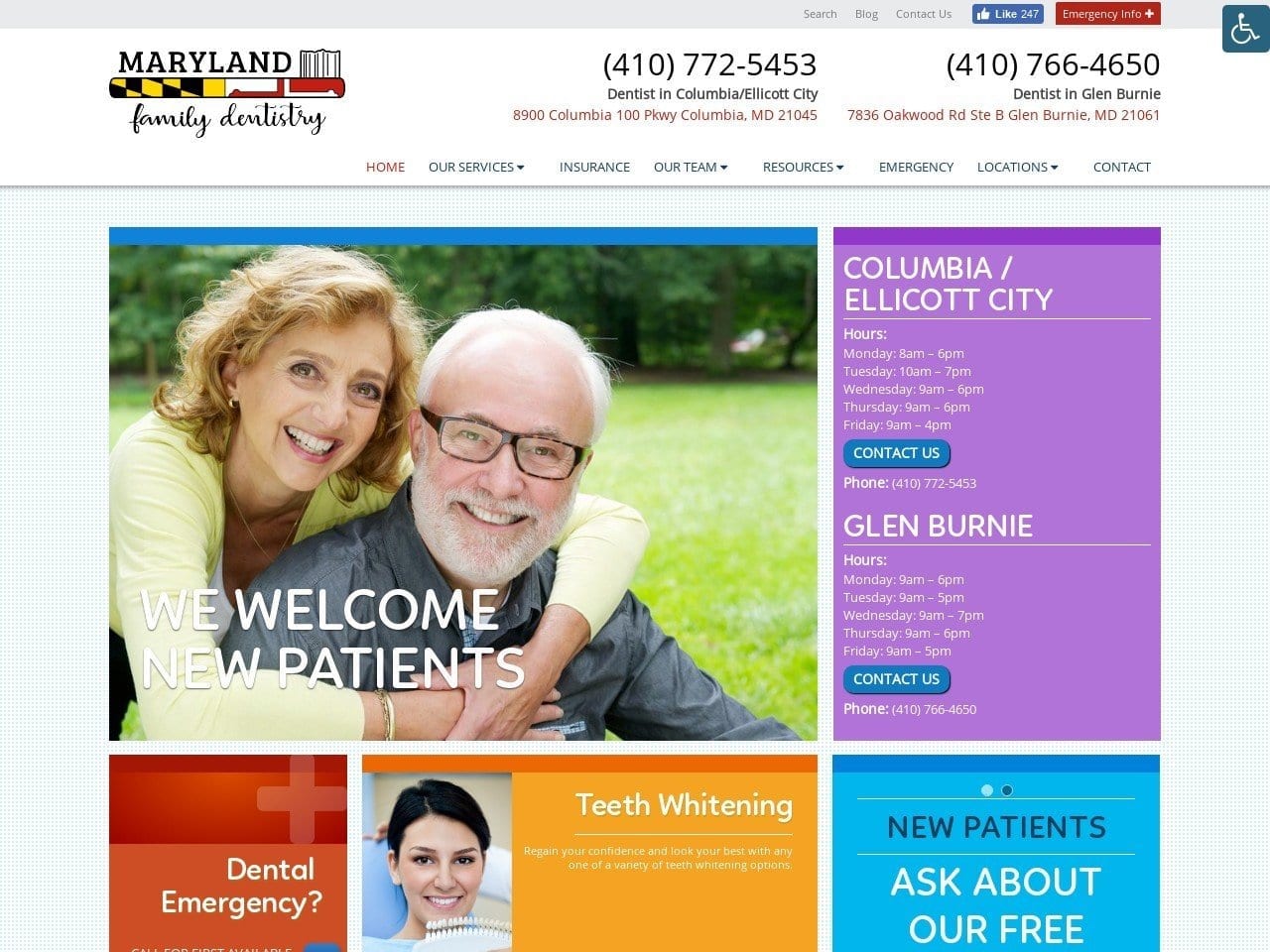 Maryland Family Dentist Website Screenshot from marylandfamilydentistry.com