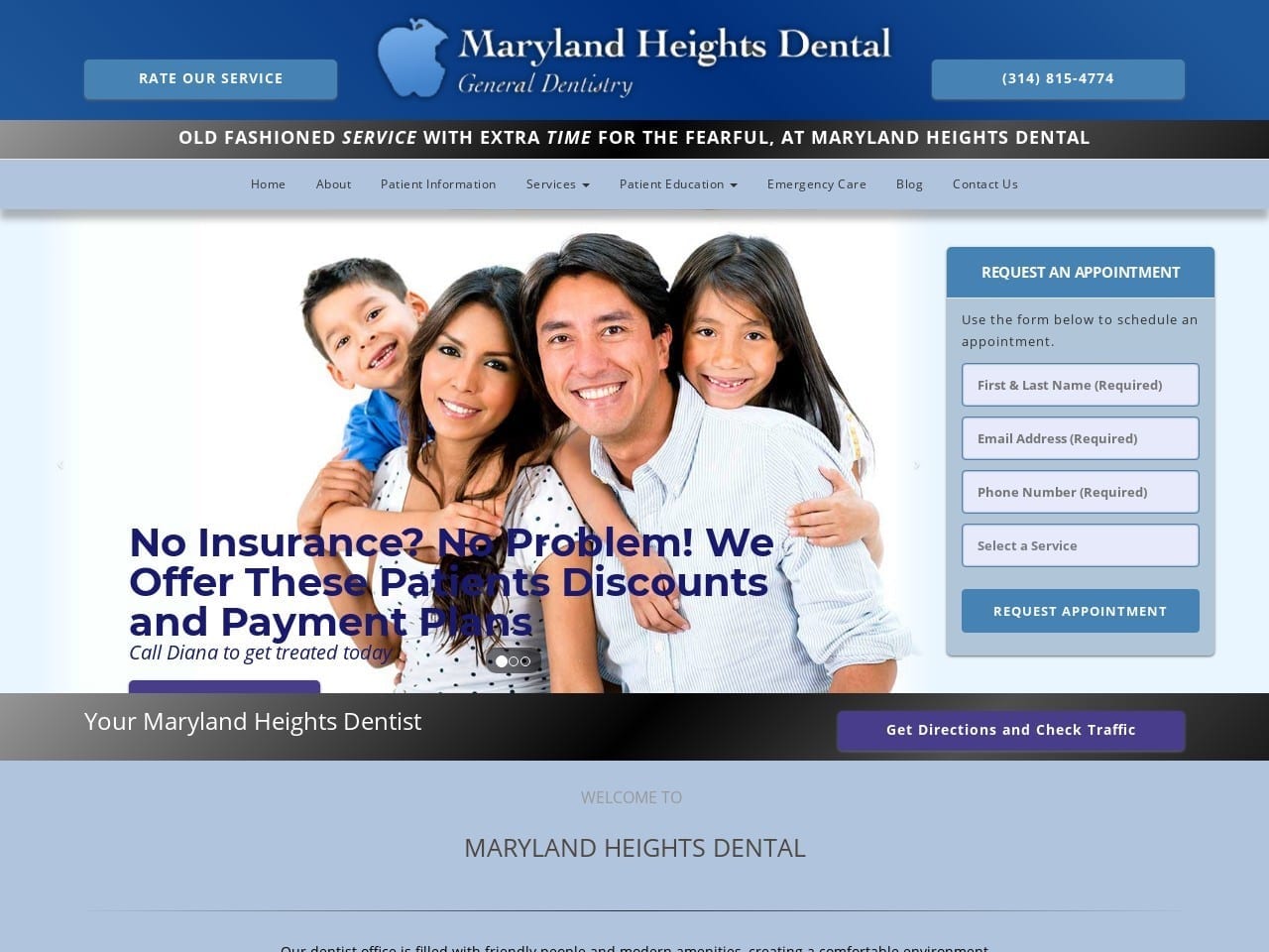 Maryland Heights Dental Website Screenshot from marylandheightsdental.com