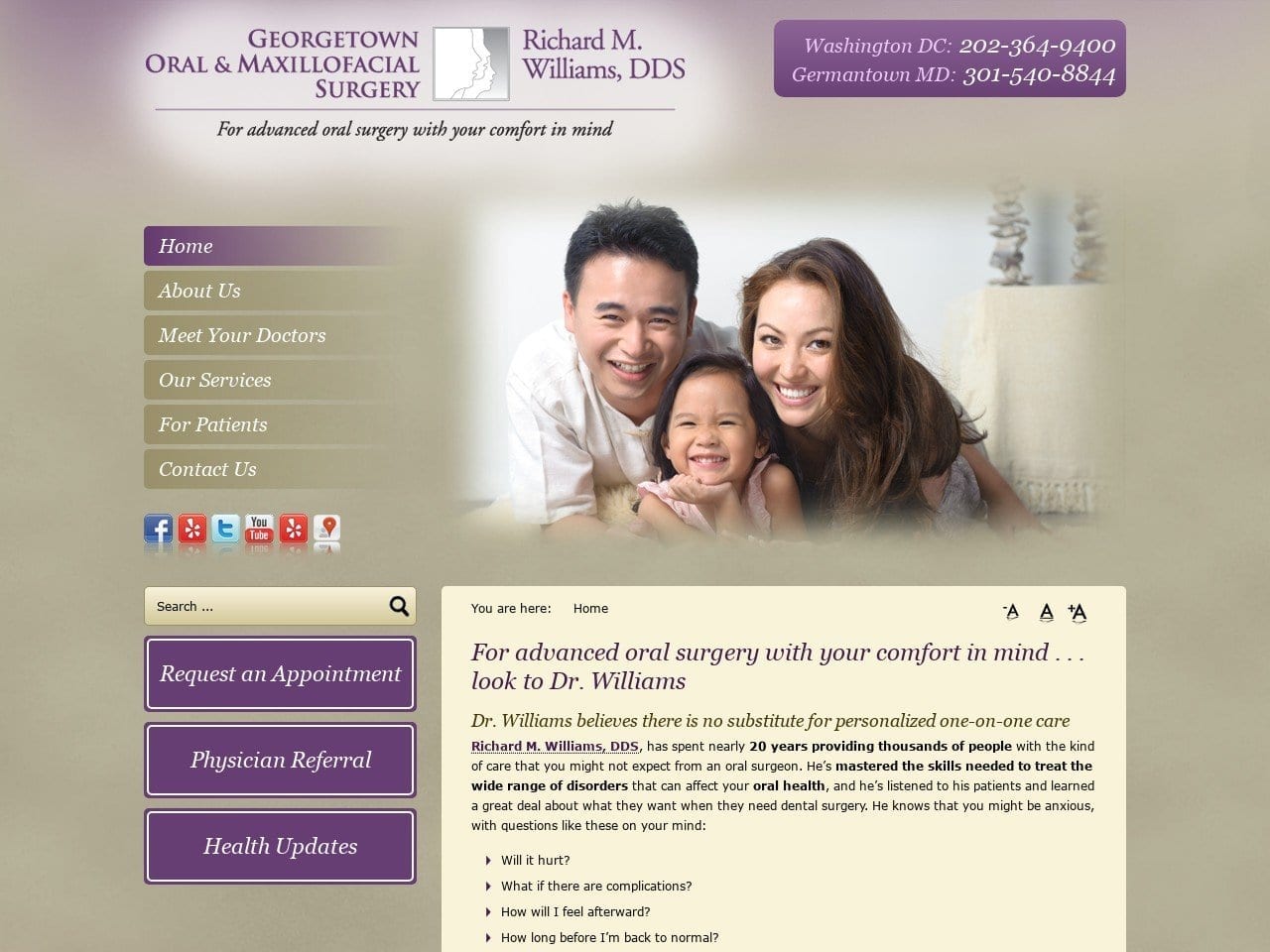 Marylandoral Surgery Website Screenshot from marylandoralsurgery.com