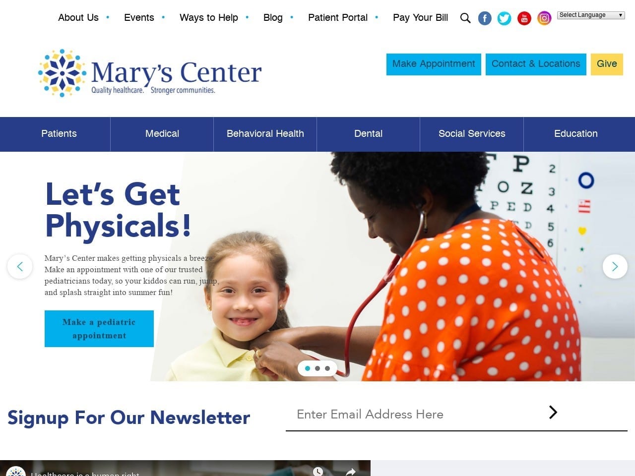 Mary Dentist Website Screenshot from maryscenter.org