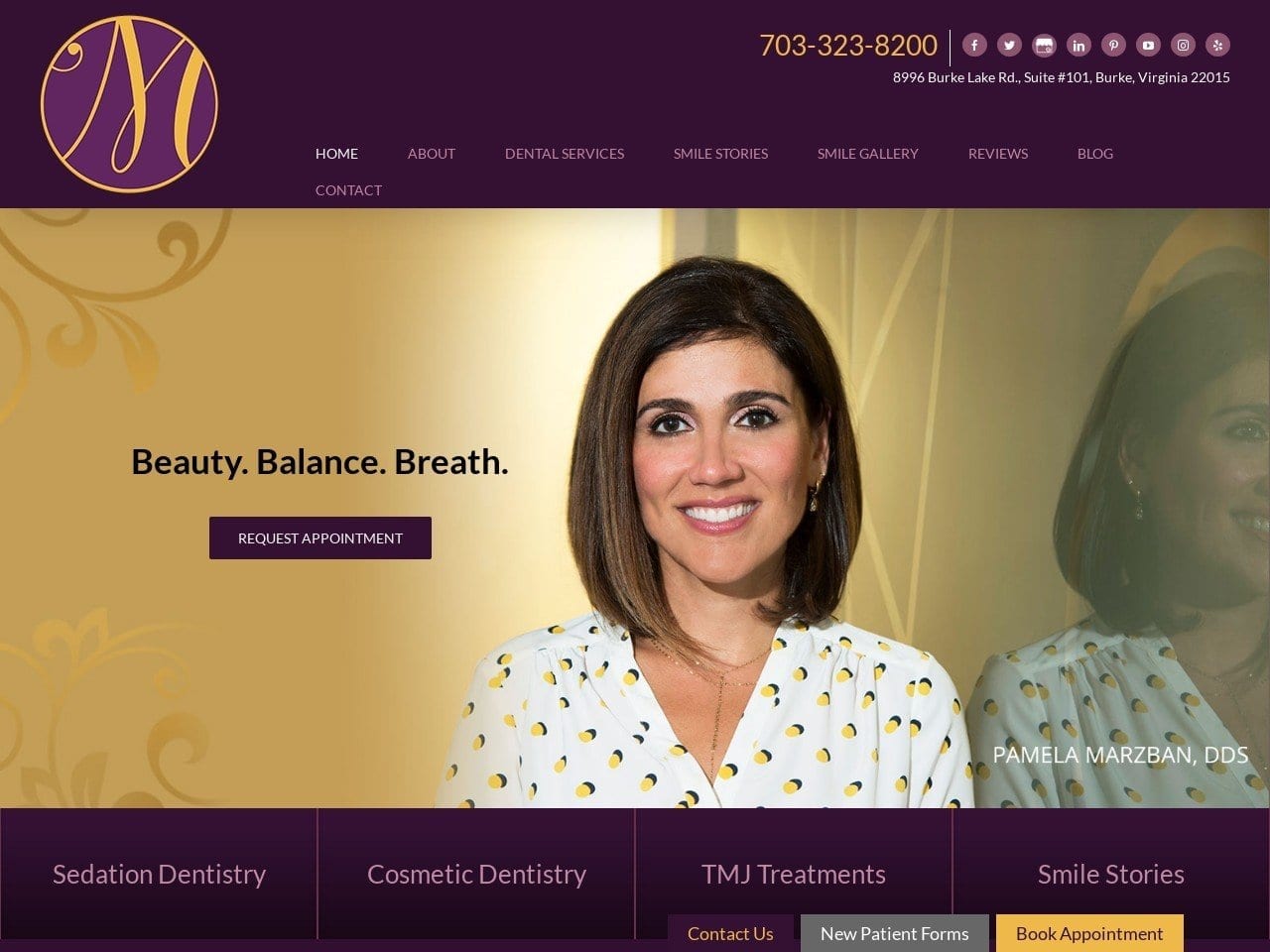 Dr. Pamela Marzban DDS Website Screenshot from marzbandds.com