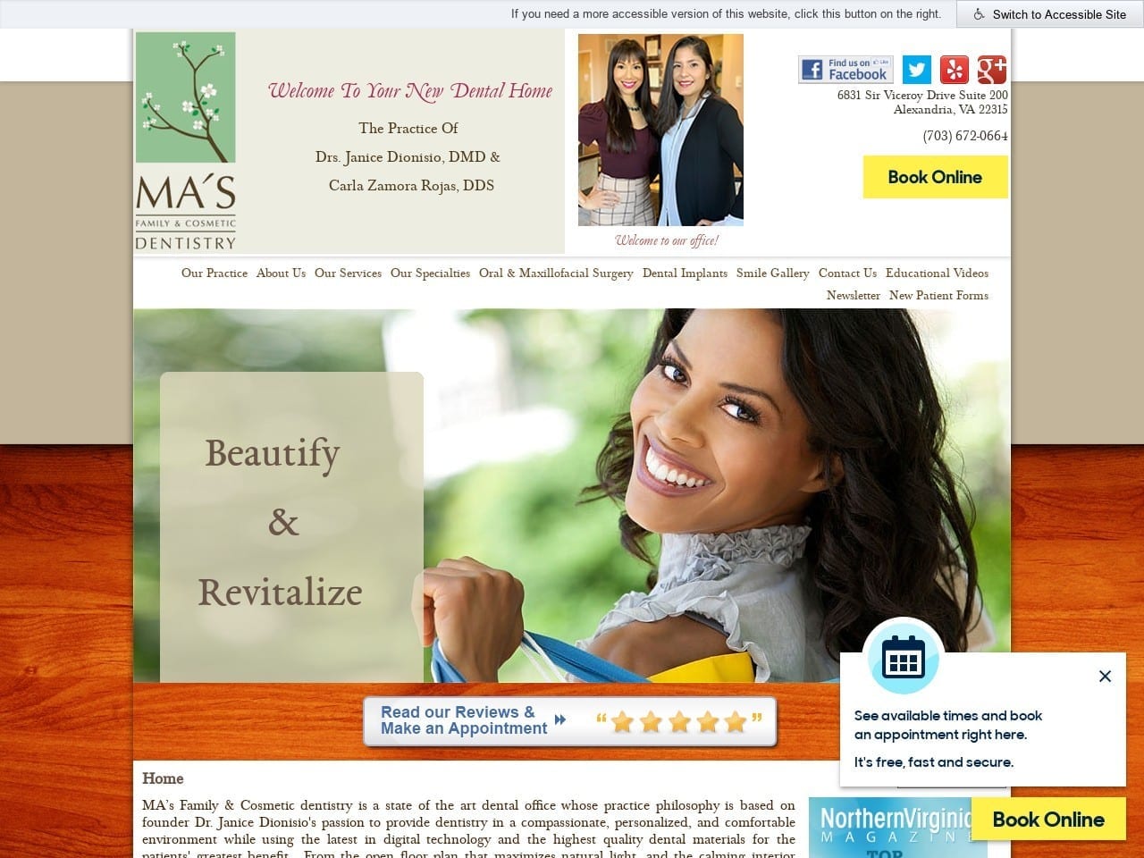 Mas Family & Cosmetic Dentistry Drs. Janice Isabel Website Screenshot from masfamilydentistry.com