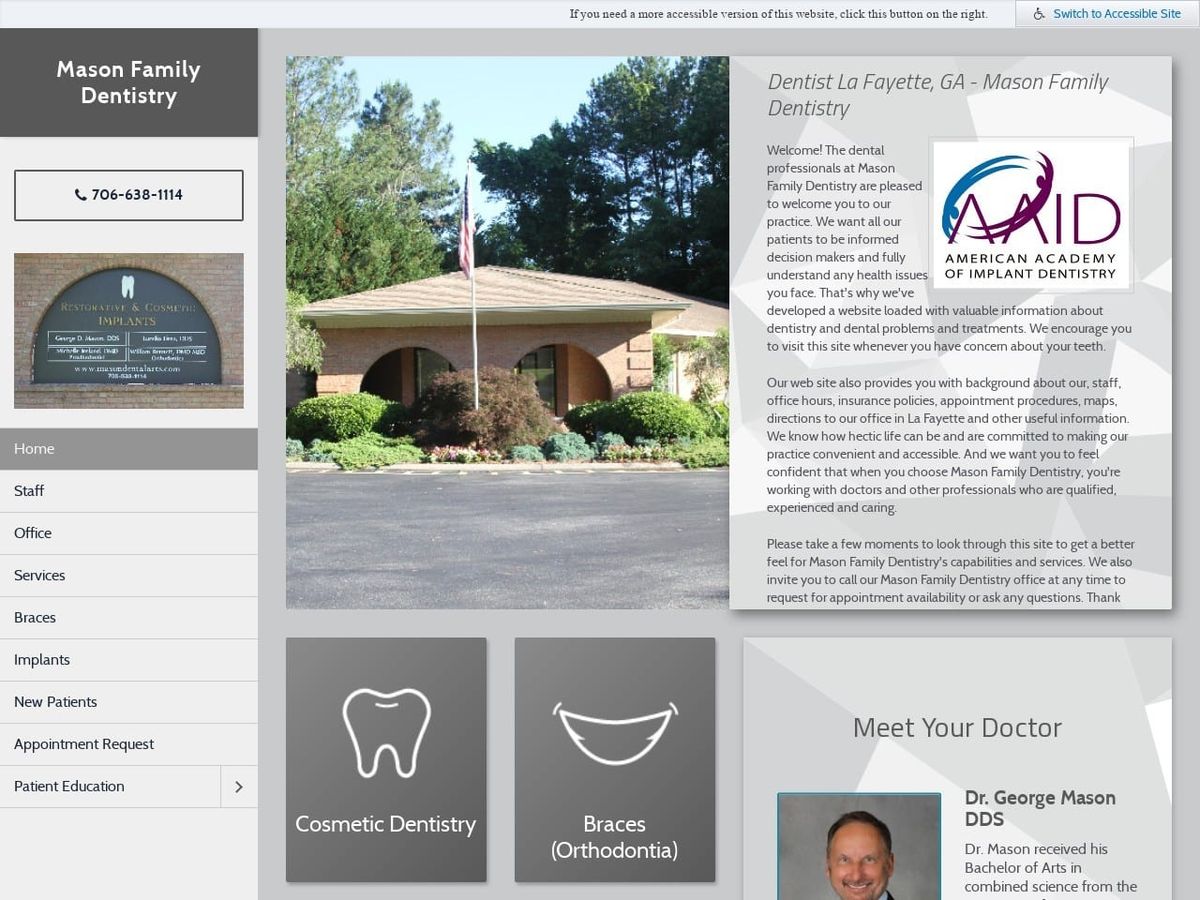 Mason & Chamberlain Family Mason George D DDS Website Screenshot from masondentalarts.com