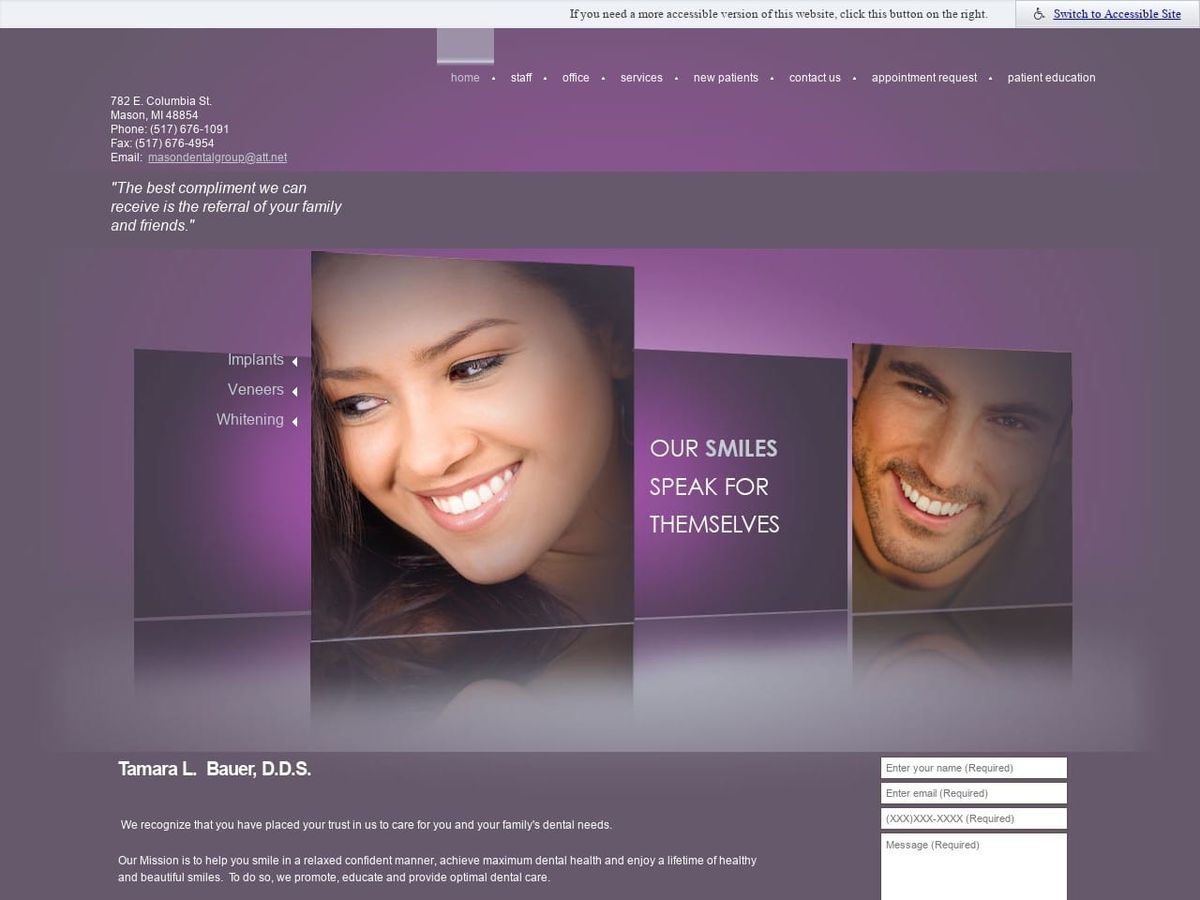 Mason Dental Group Website Screenshot from masondentist.com