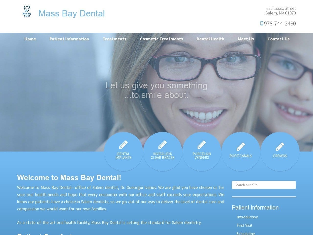 Mass Bay Dental Website Screenshot from massbaydental.com