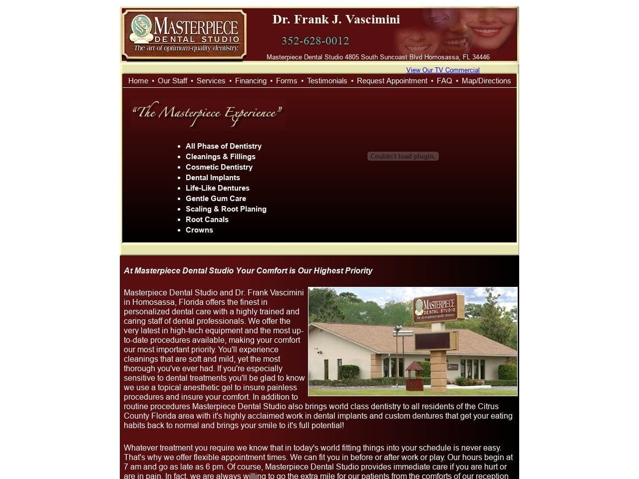 Masterpiece Dental Studio LTD Website Screenshot from masterpiecedentalstudio.com