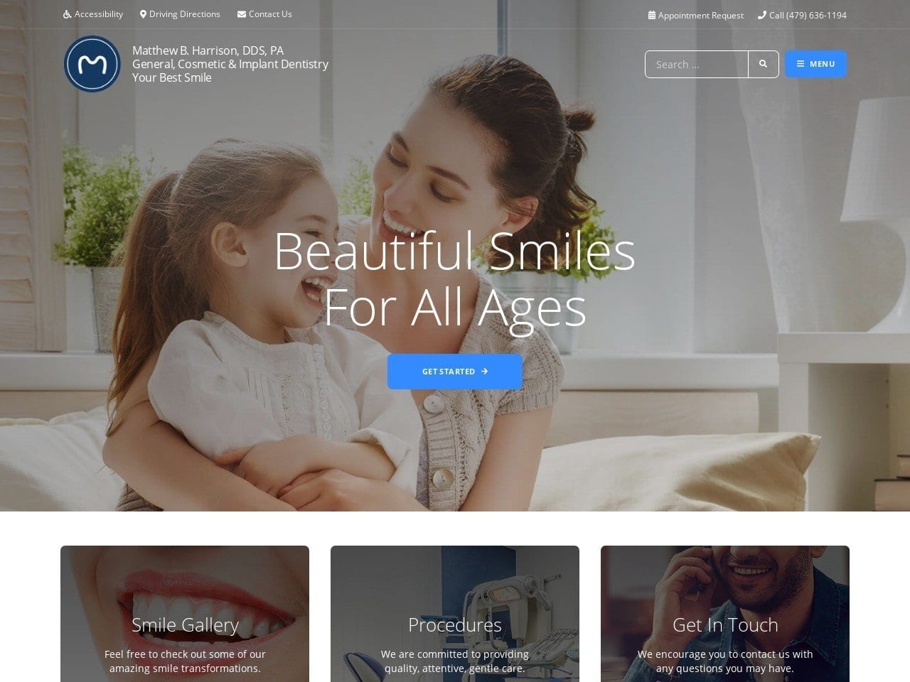 Matthew B Harrison DDS PA Website Screenshot from mattharrisondds.com