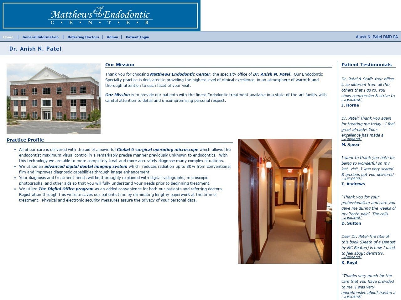 Anish N. Patel DMD Website Screenshot from matthewsendo.com