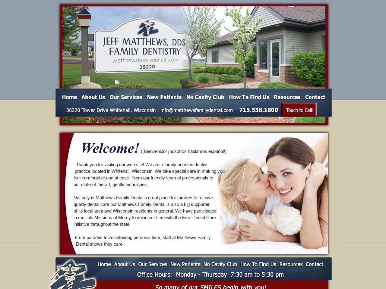 Matthews Family Dental Website Screenshot from matthewsfamilydental.com