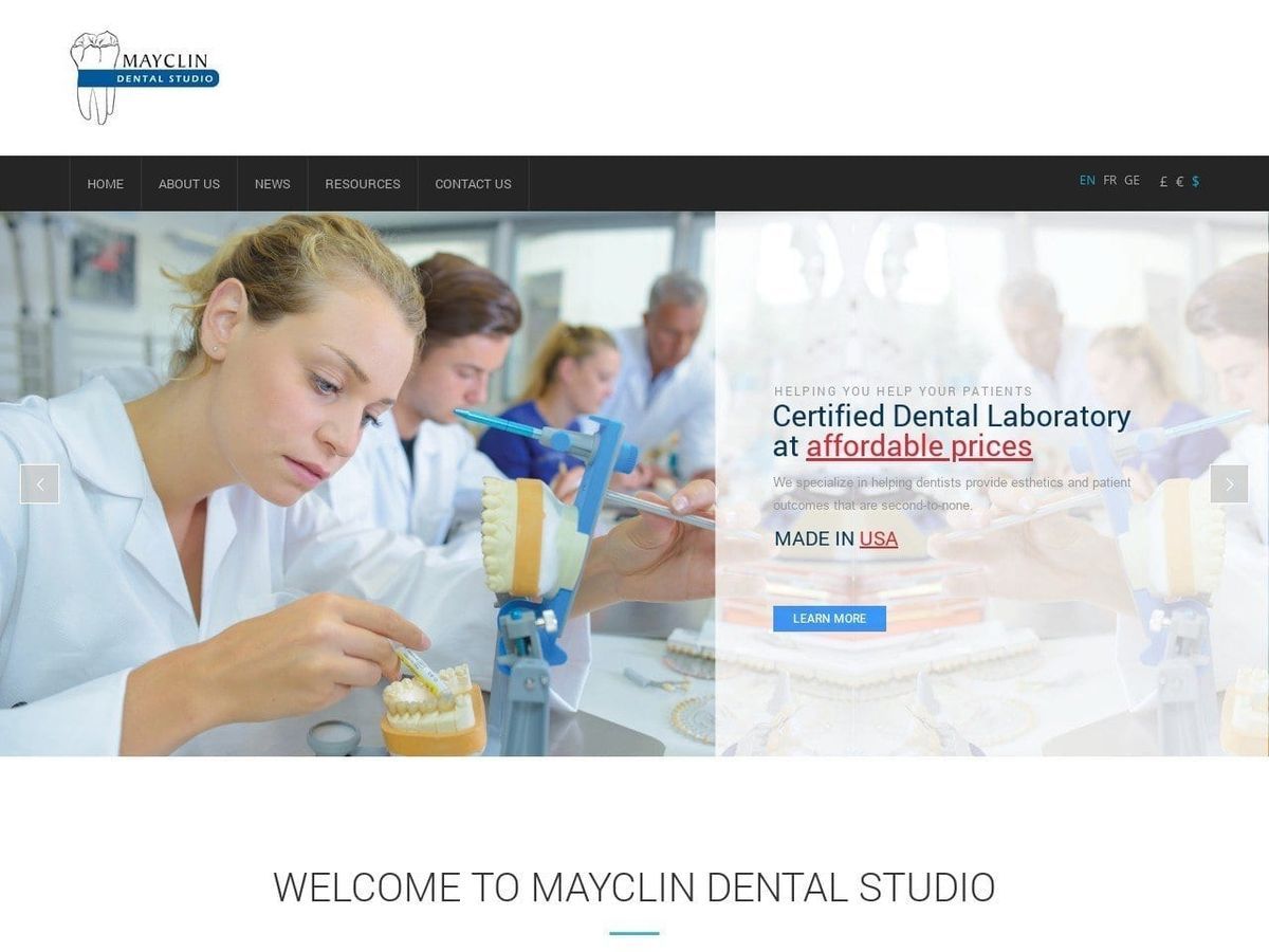 Mayclin Dental Studio Website Screenshot from mayclindental.com