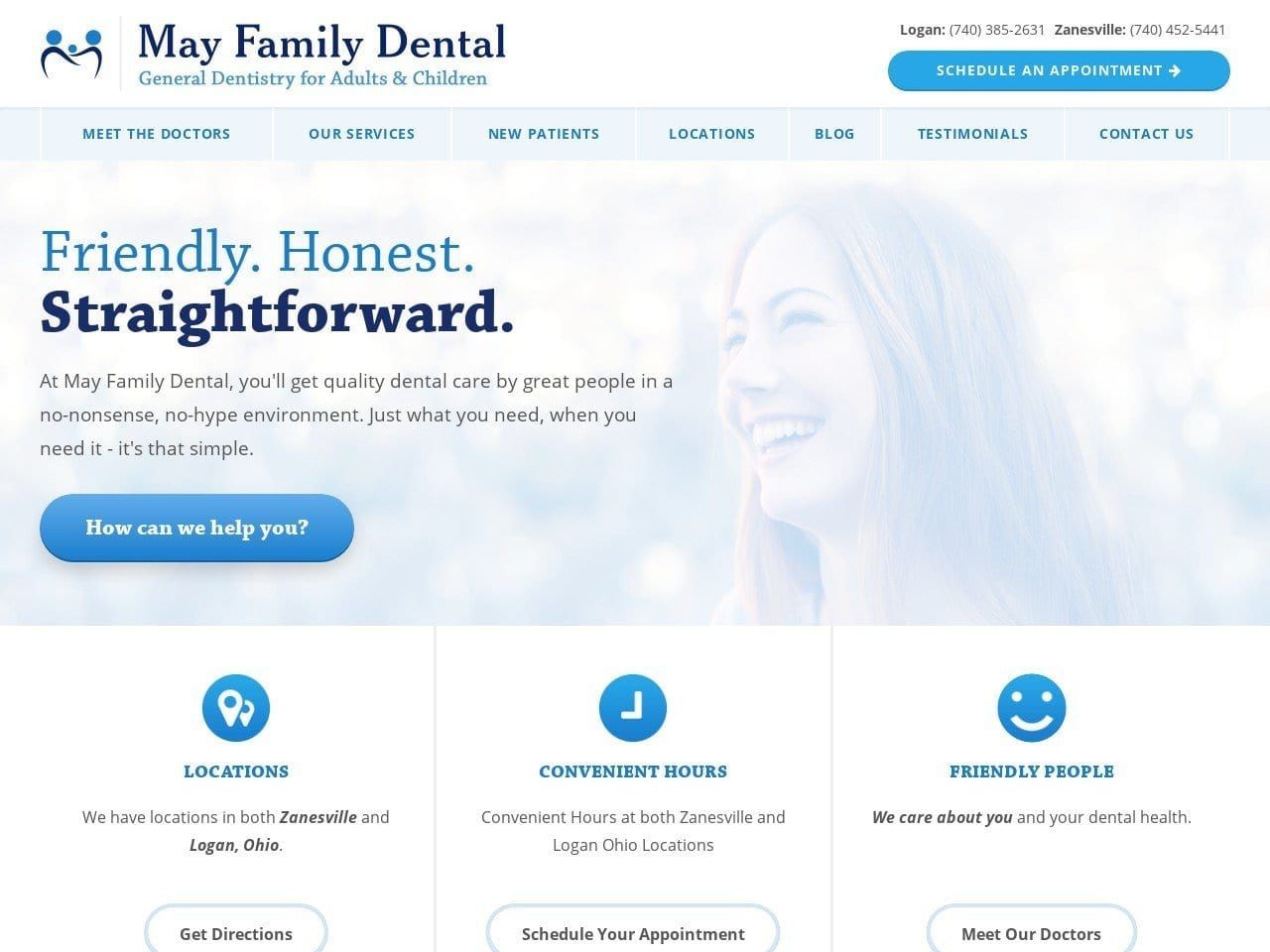 May Family Dental Website Screenshot from mayfamilydental.com