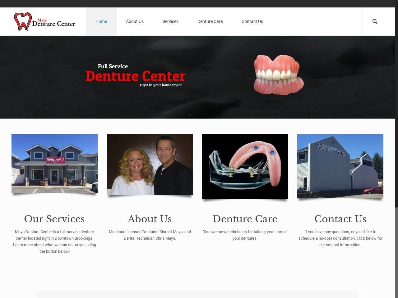 Mayo Denture Center Website Screenshot from mayodenturecenter.com