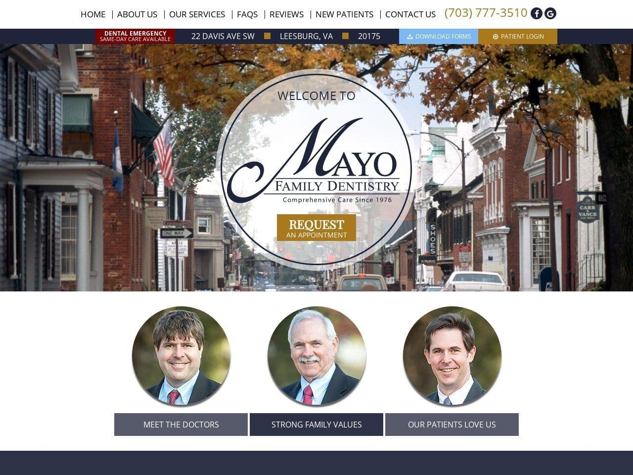 Mayo Family Dentistry Website Screenshot from mayofamilydentistry.com