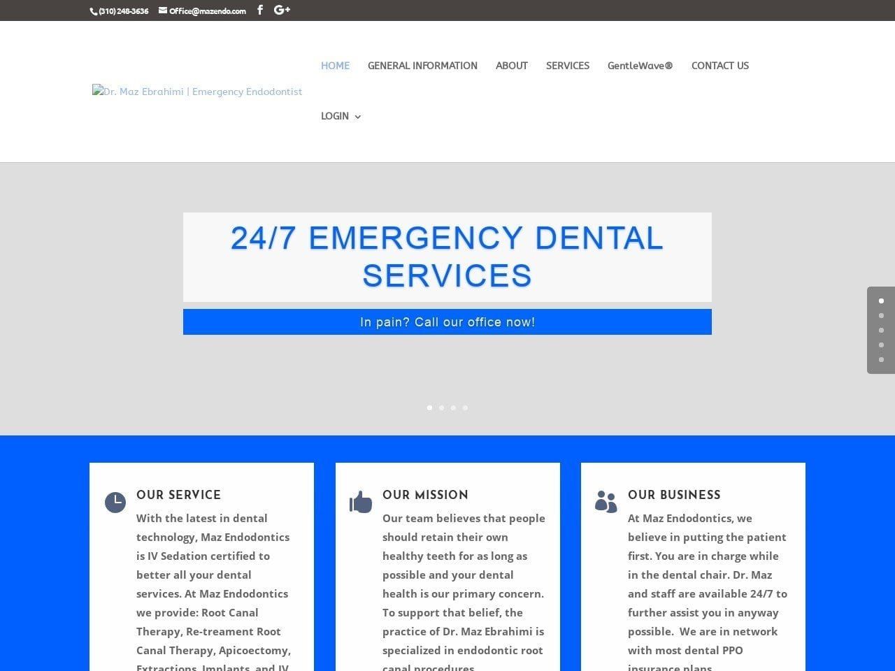 Maz Endodontics Website Screenshot from mazendo.com