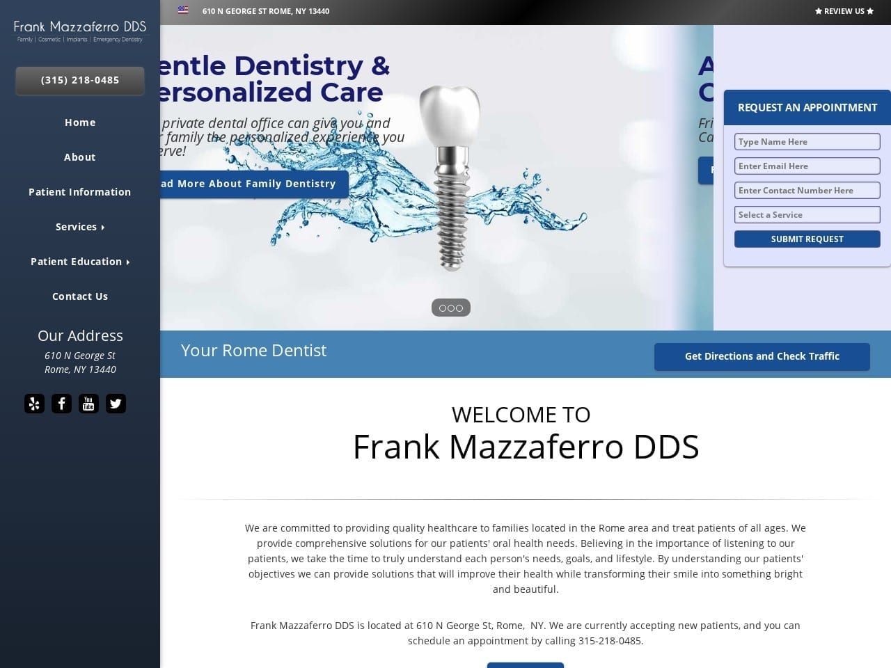 Mazz Dental Website Screenshot from mazzdental.com