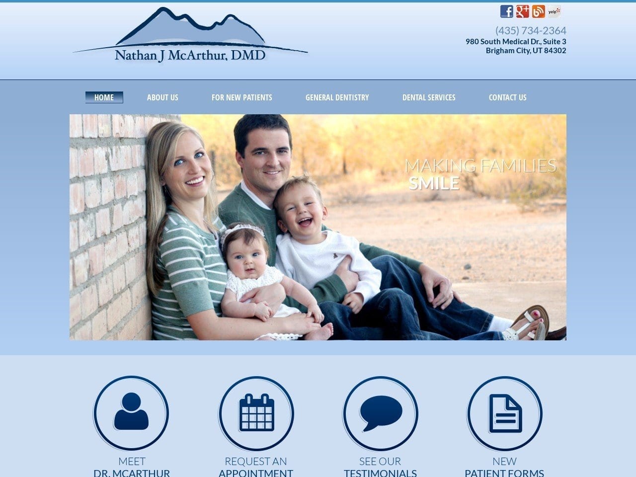 Nathan McArthur DMD Website Screenshot from mcarthurdental.com