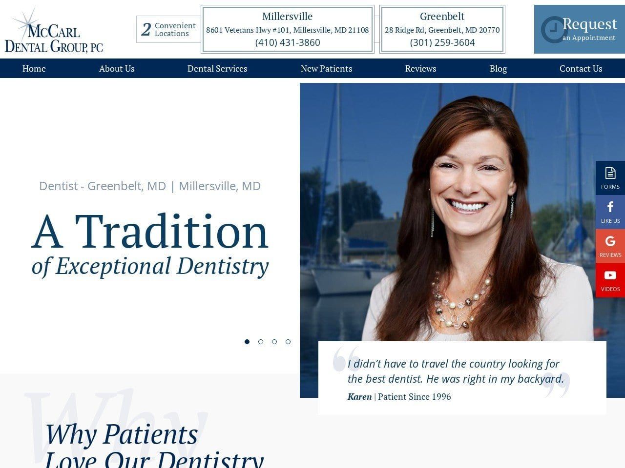Dr. Monica M. Mattson DDS Website Screenshot from mccarldental.com