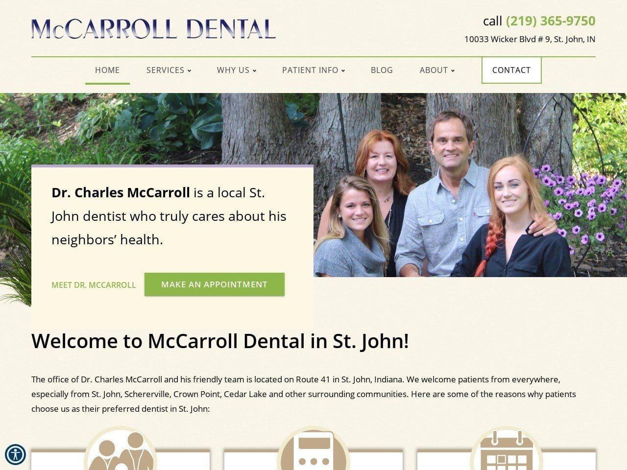 Mc Carroll Dental Website Screenshot from mccarrolldental.com