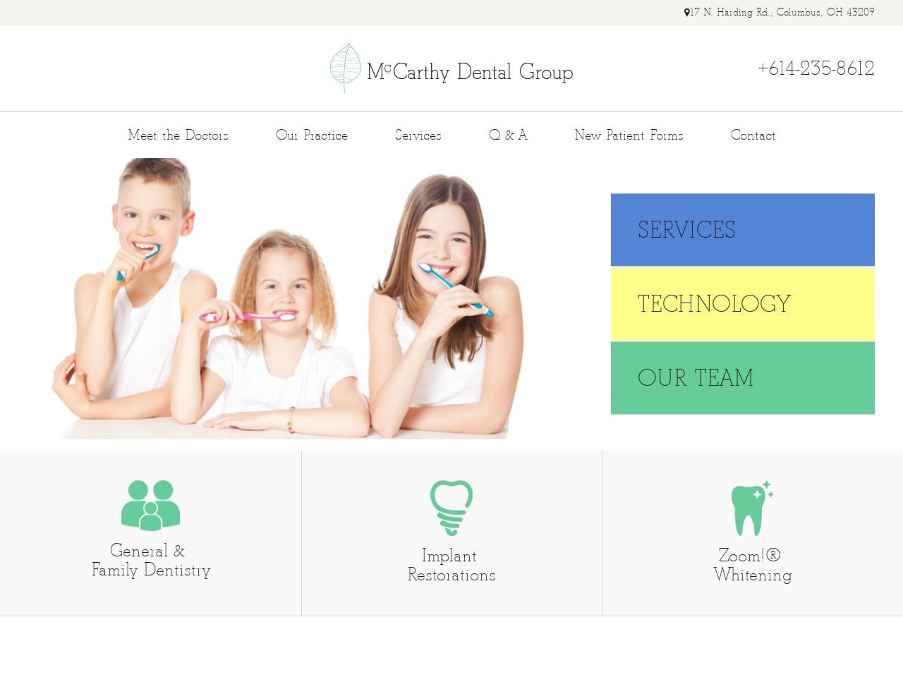 McCarthy Dental Group Website Screenshot from mccarthydental.com