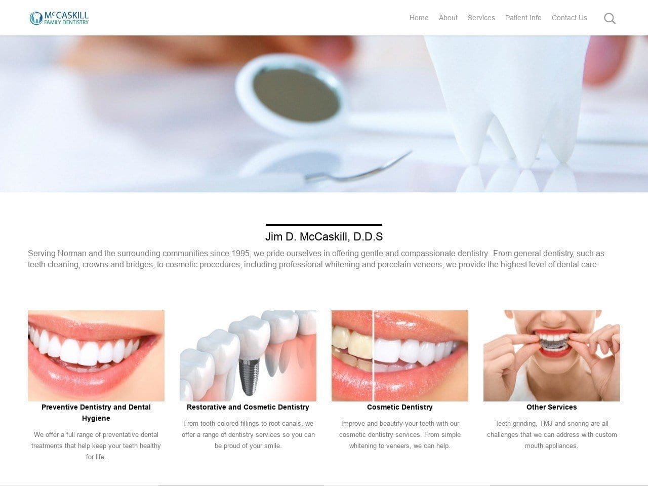 Dr. Jim D. McCaskill DDS Website Screenshot from mccaskilldds.com