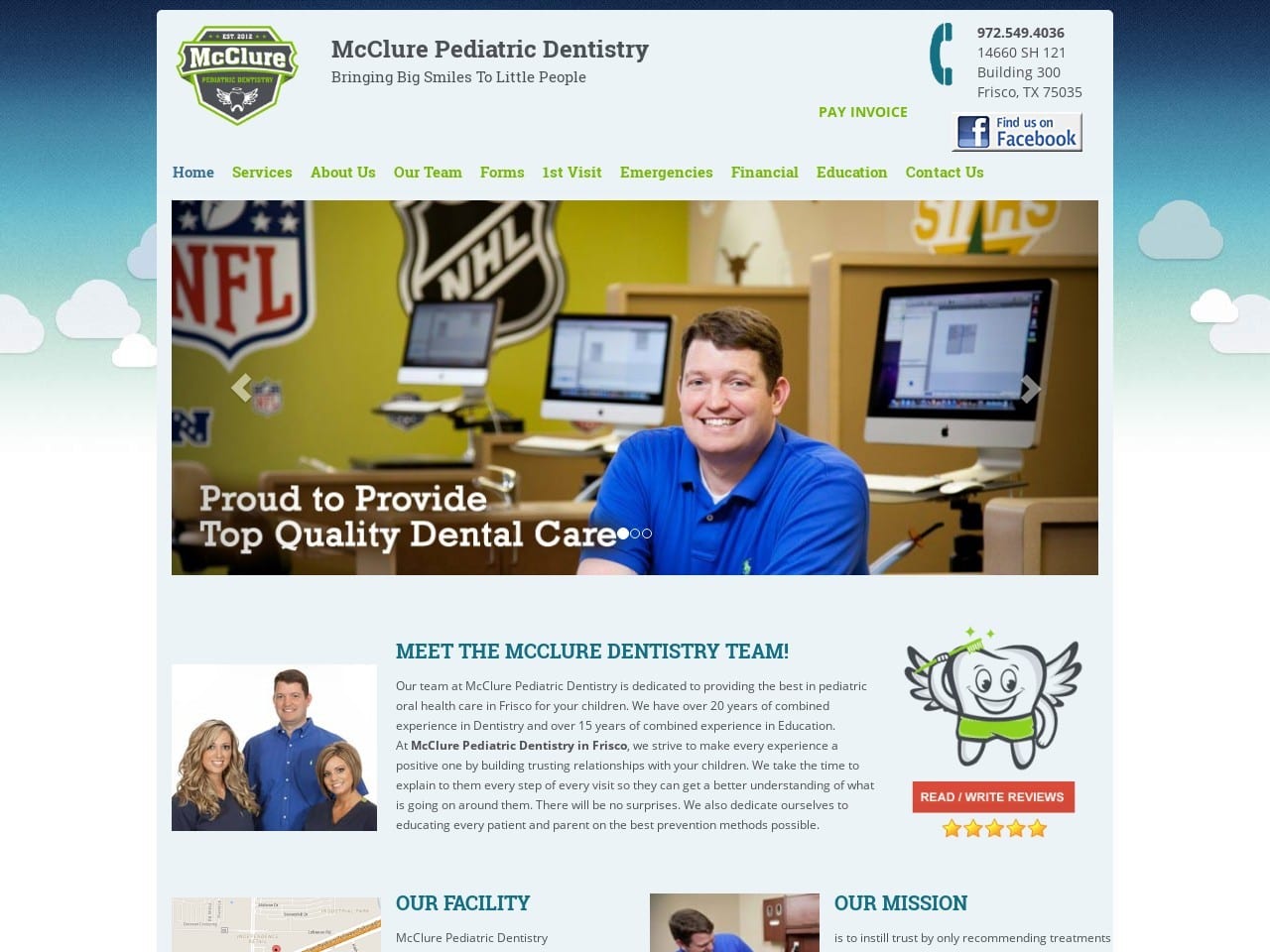 McClure Pediatric Dentistry Website Screenshot from mcclurepediatricdentistry.com