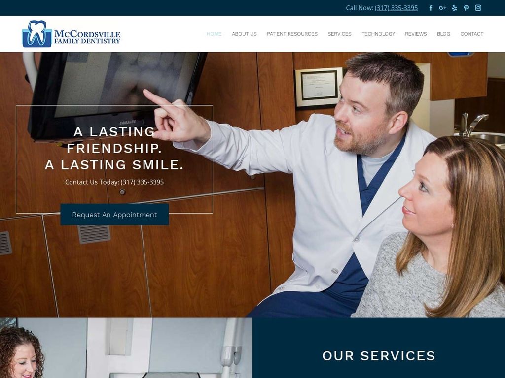 Mc Cordsville Family Dentist Website Screenshot from mccordsvillefamilydental.com