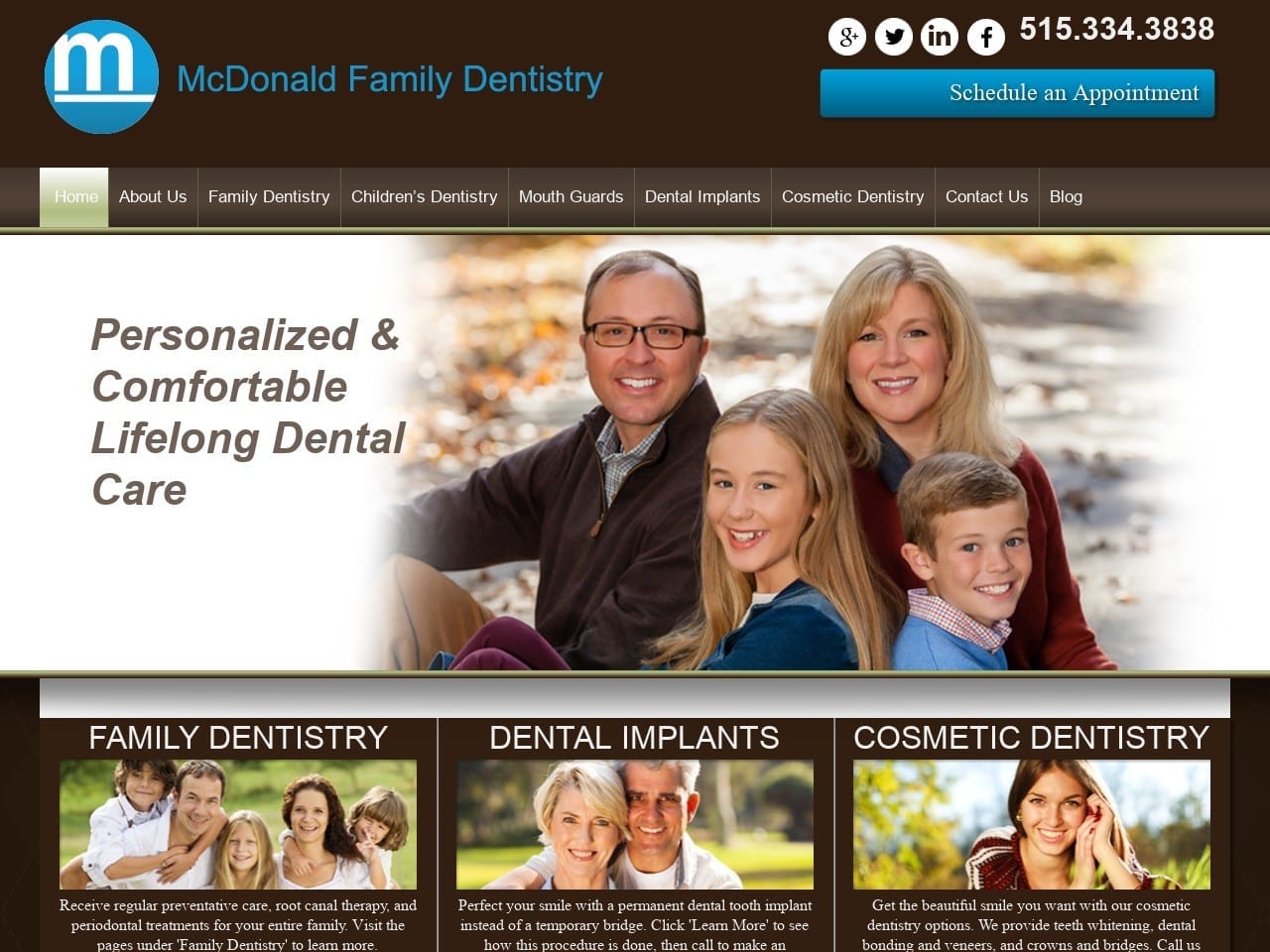 McDonald Family Dentistry Website Screenshot from mcdonaldfamilydentistry.com