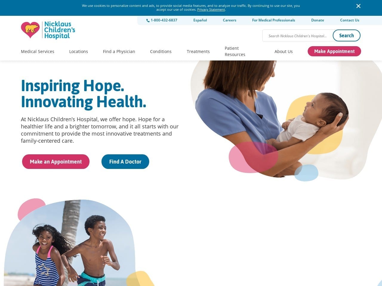 Miami Children Dentist Website Screenshot from mch.com