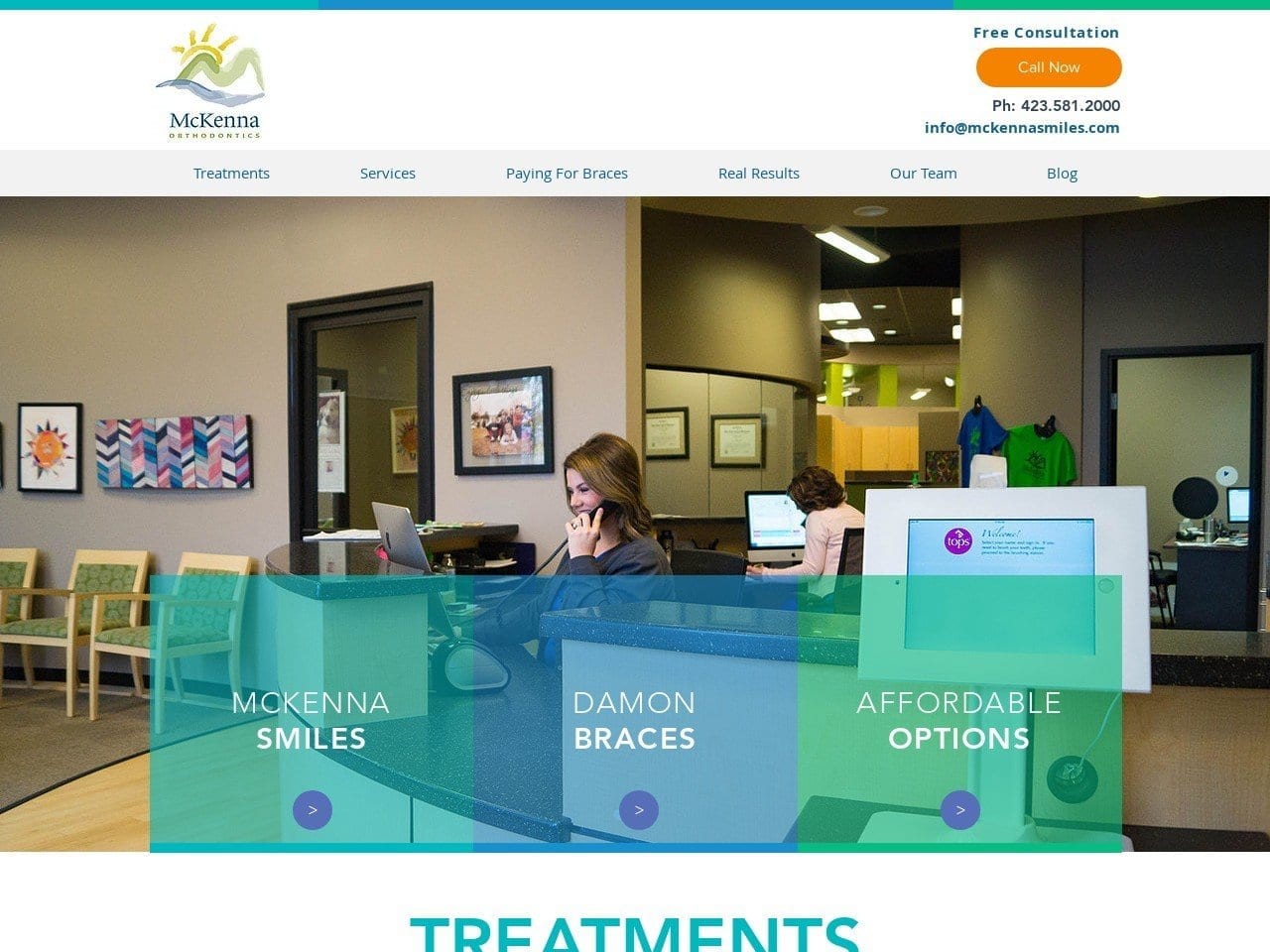 McKenna Orthodontics Website Screenshot from mckennasmiles.com