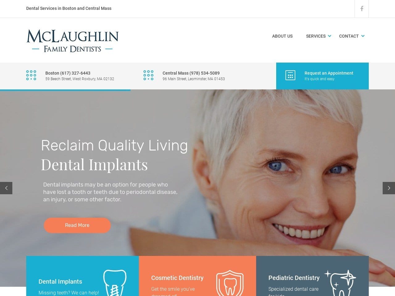 Dr. Stephen McLaughlin DDS Website Screenshot from mclaughlindentists.com