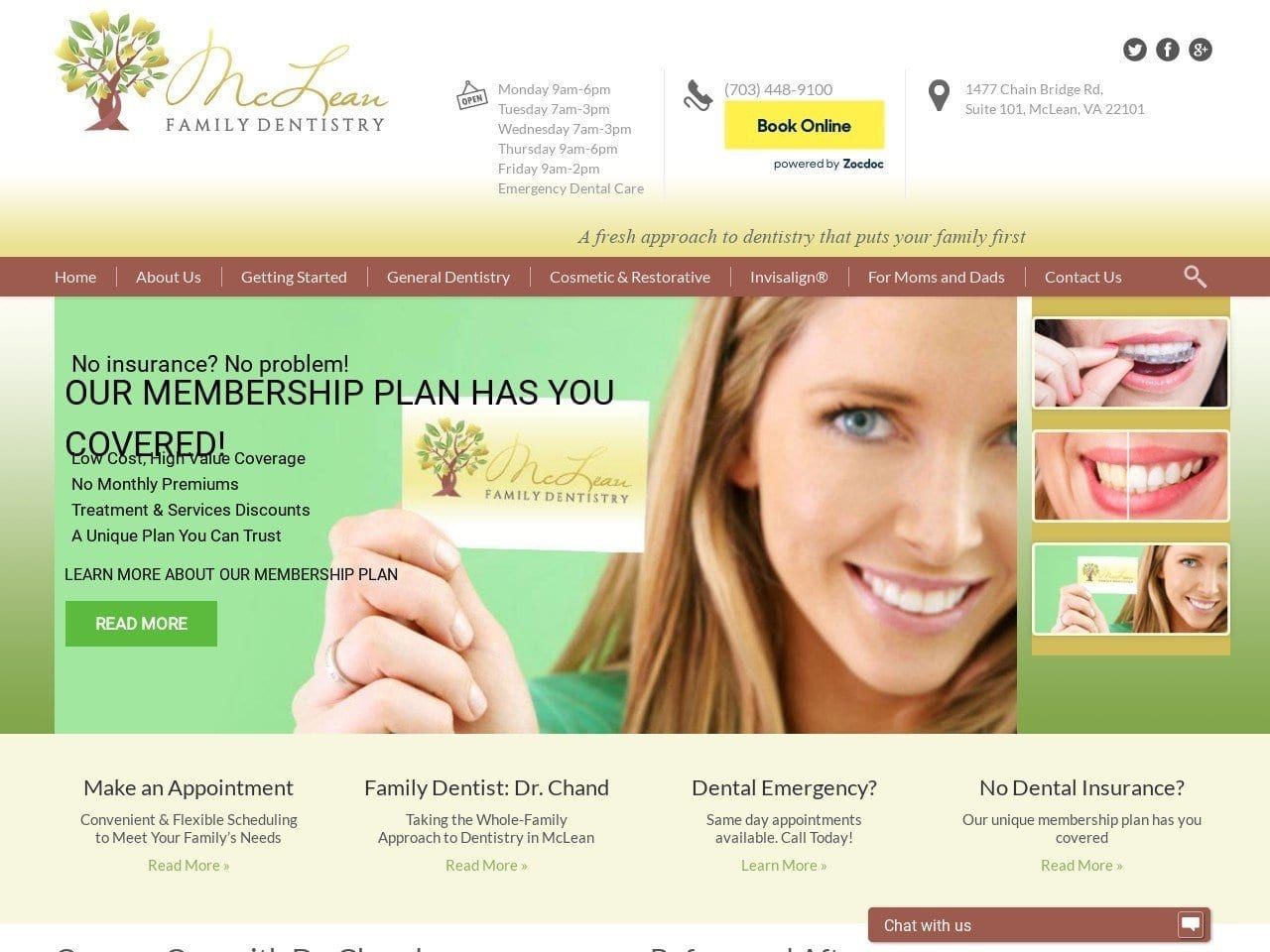 McLean Family Dentistry Website Screenshot from mcleanfamilydentistry.com