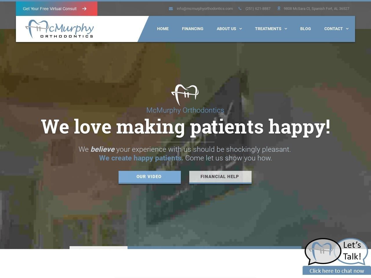 McMurphy Orthodontics Website Screenshot from mcmurphyorthodontics.com