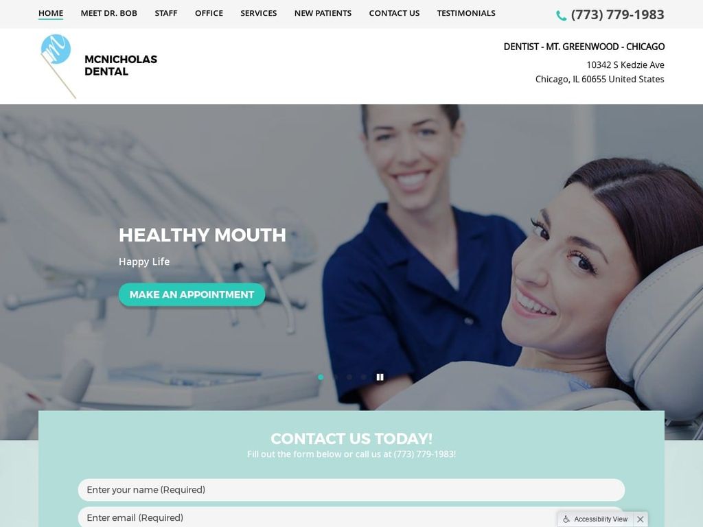 McNicholas Dental Website Screenshot from mcnicholasdental.com