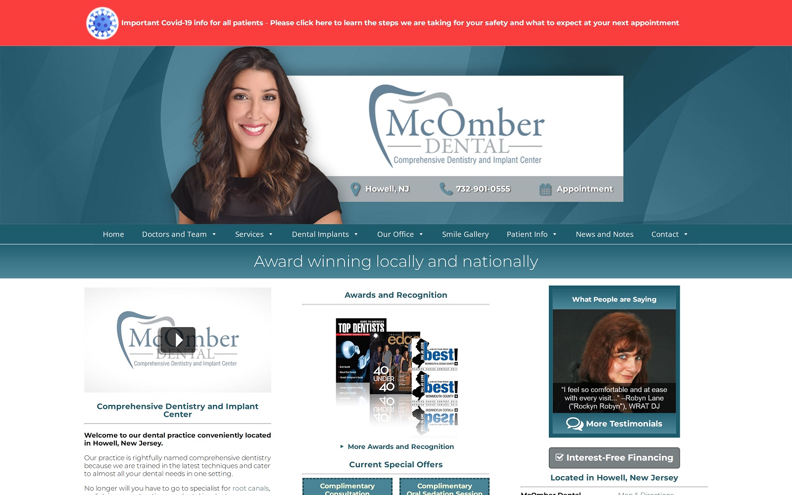 mcomberdental.com screenshot