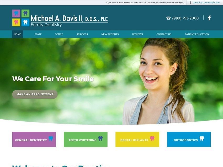 Michael A Davis II DDS Website Screenshot from mdavisdds.com