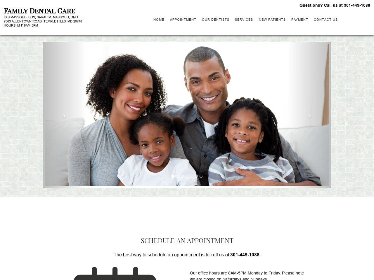 Family Dental Care Website Screenshot from mdfamilydental.com